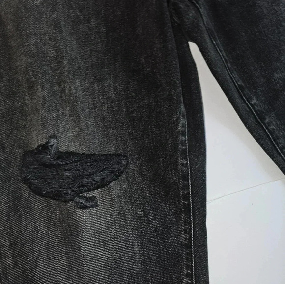 Express Low Rise Black Ripped Boyfriend Jeans - Picture 8 of 12